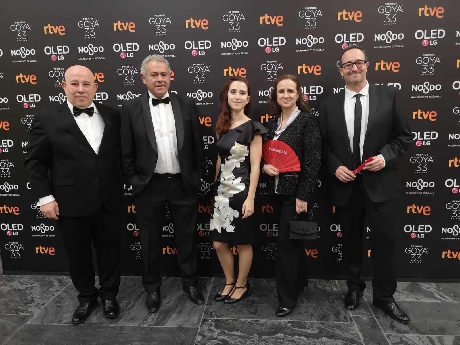 El equipo de 'Azahar', en los Premios Goya 2019.