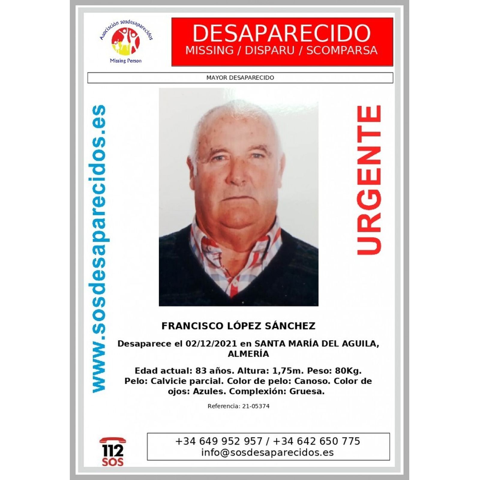 Concluye sin éxito el rastreo tras los pasos del anciano desaparecido en El Ejido