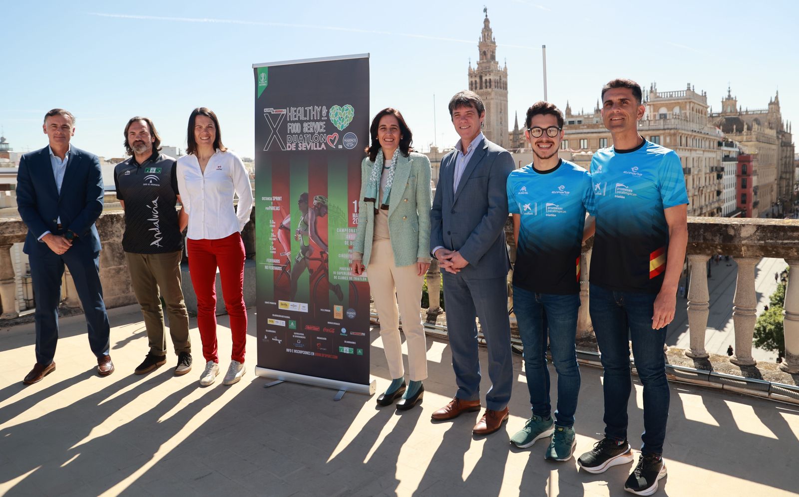 Una imagen de la presentación del Healthy & Food Service Duatlón de Sevilla.
