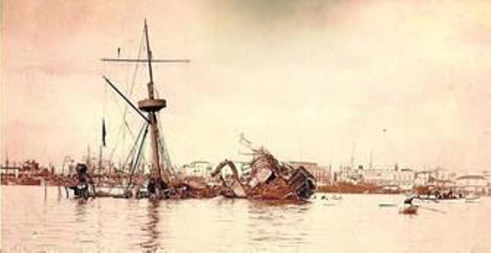 Imagen del hundimiento del 'Maine'.