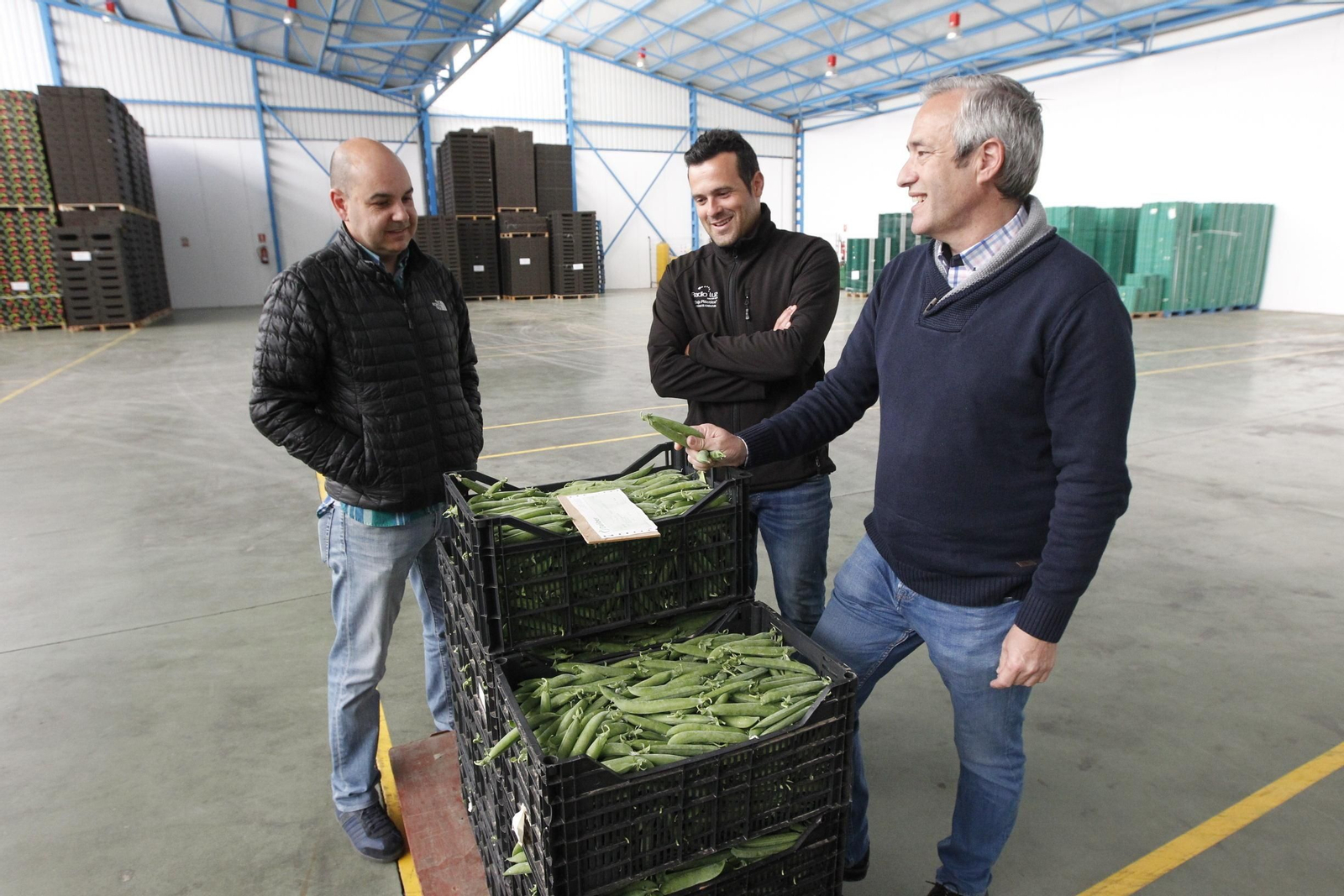 Alcalde y concejal de Agricultura de Dalías de visita en una empresa del municipio.