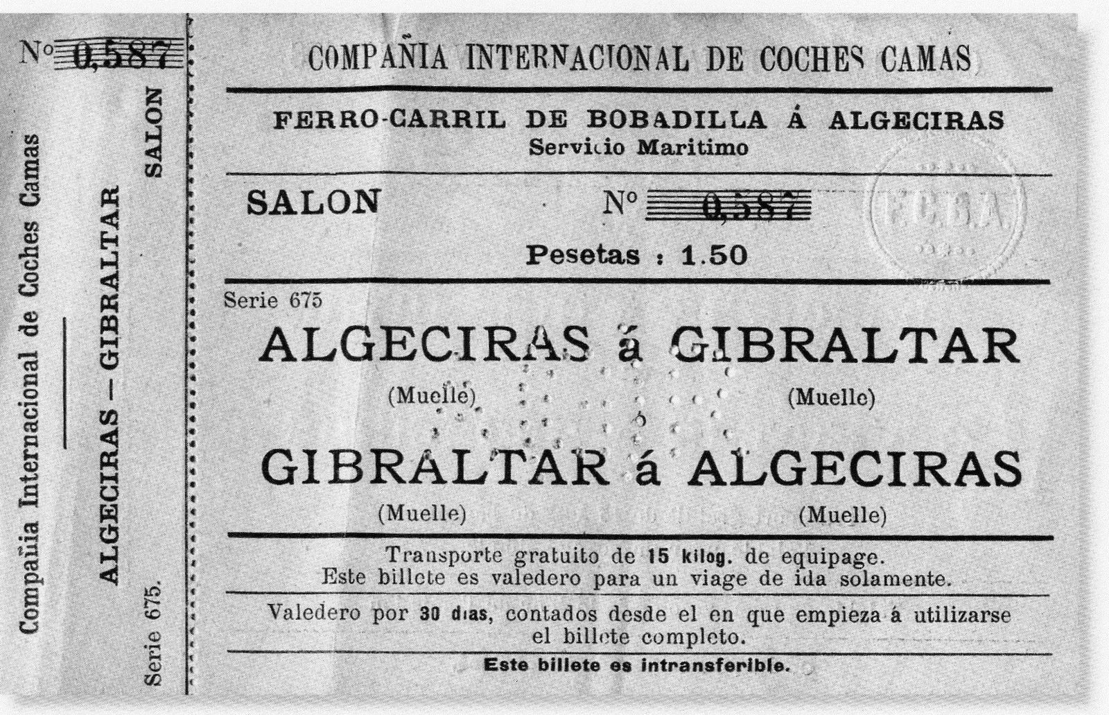 Se hacía coincidir los horarios de trenes y barcos, para facilitar los viajes a las personas que iban o venía de Gibraltar, estos cuando venía de Gibraltar, tenían el privilegio de no pasar el equipaje por aduanas.