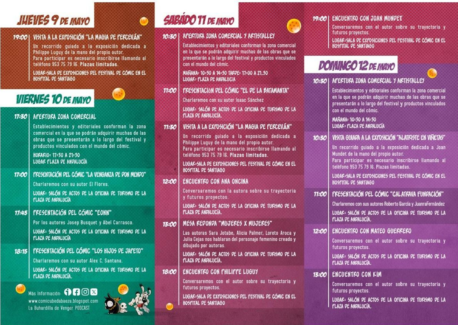 Programación del Festival de Cómic Europeo de Úbeda.