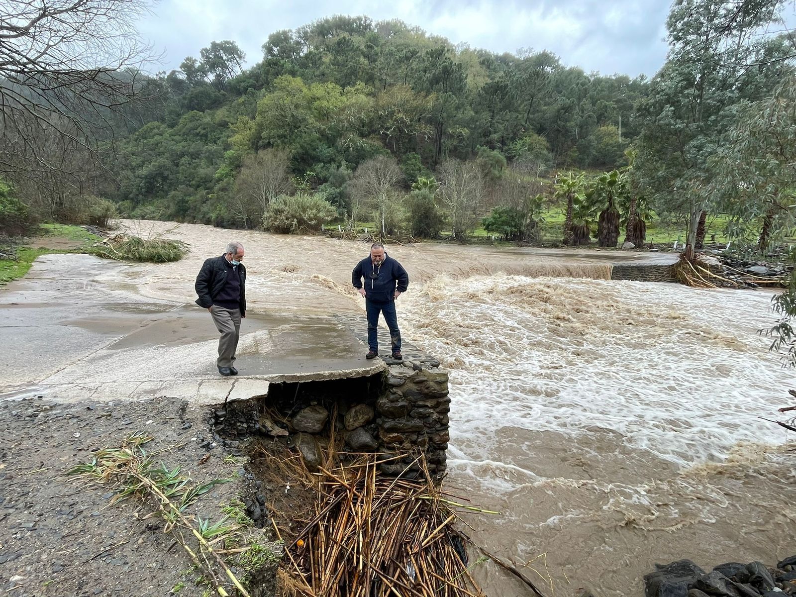 Río Almárchar desbordado en Genalguacil.