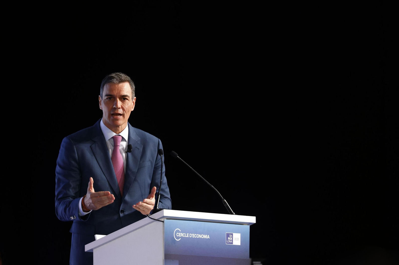 El presidente del Gobierno, Pedro Sánchez, en su intervención en la reunión anual del Cercle d'Economia.