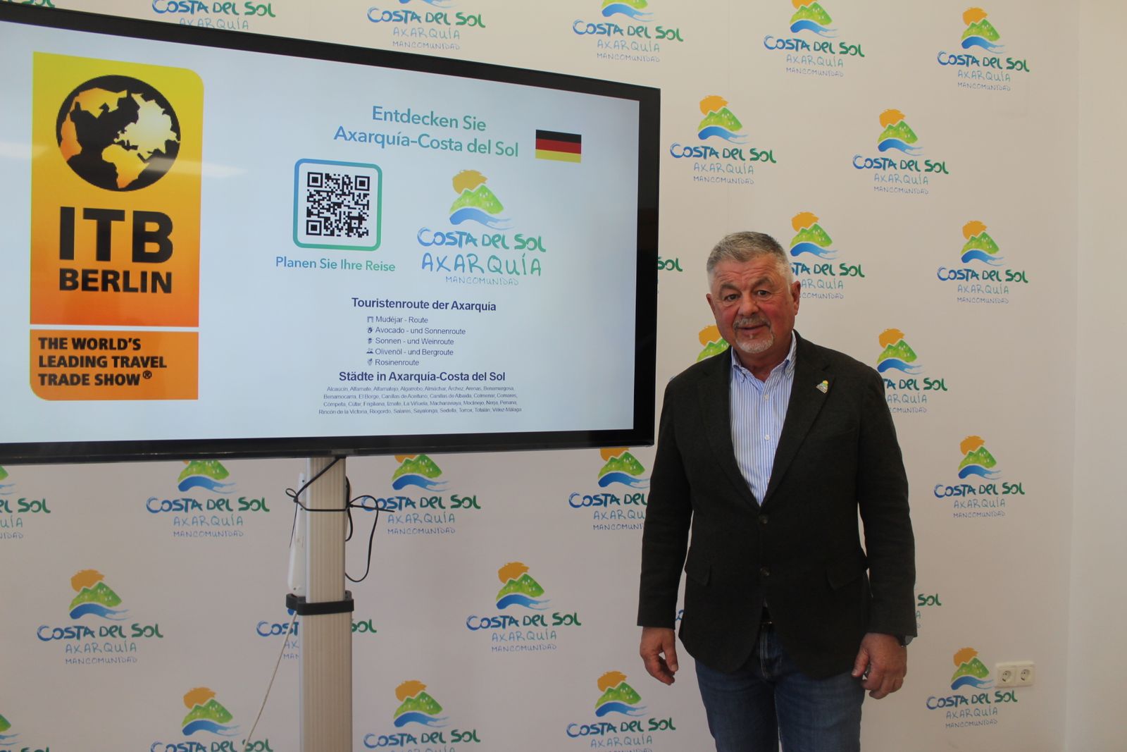 Jorge Martín, presidente de la Mancomunidad de Municipios de la Axarquía, en la presentación de la ITB Berlín 2026