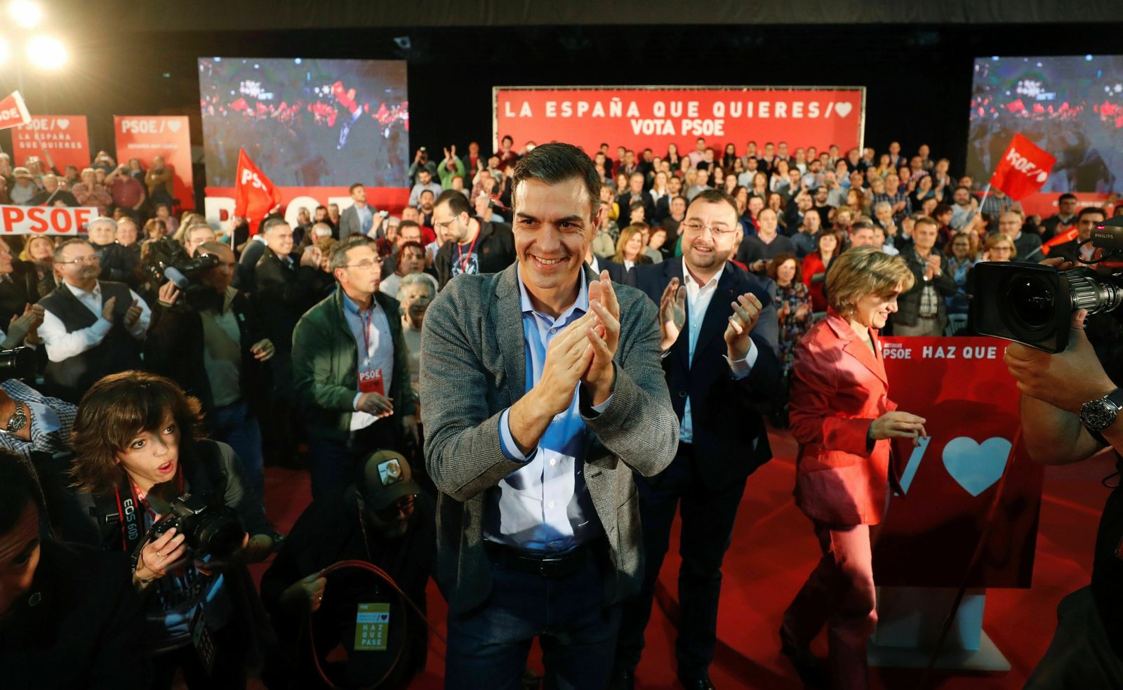 Pedro Sánchez, ayer en Gijón.