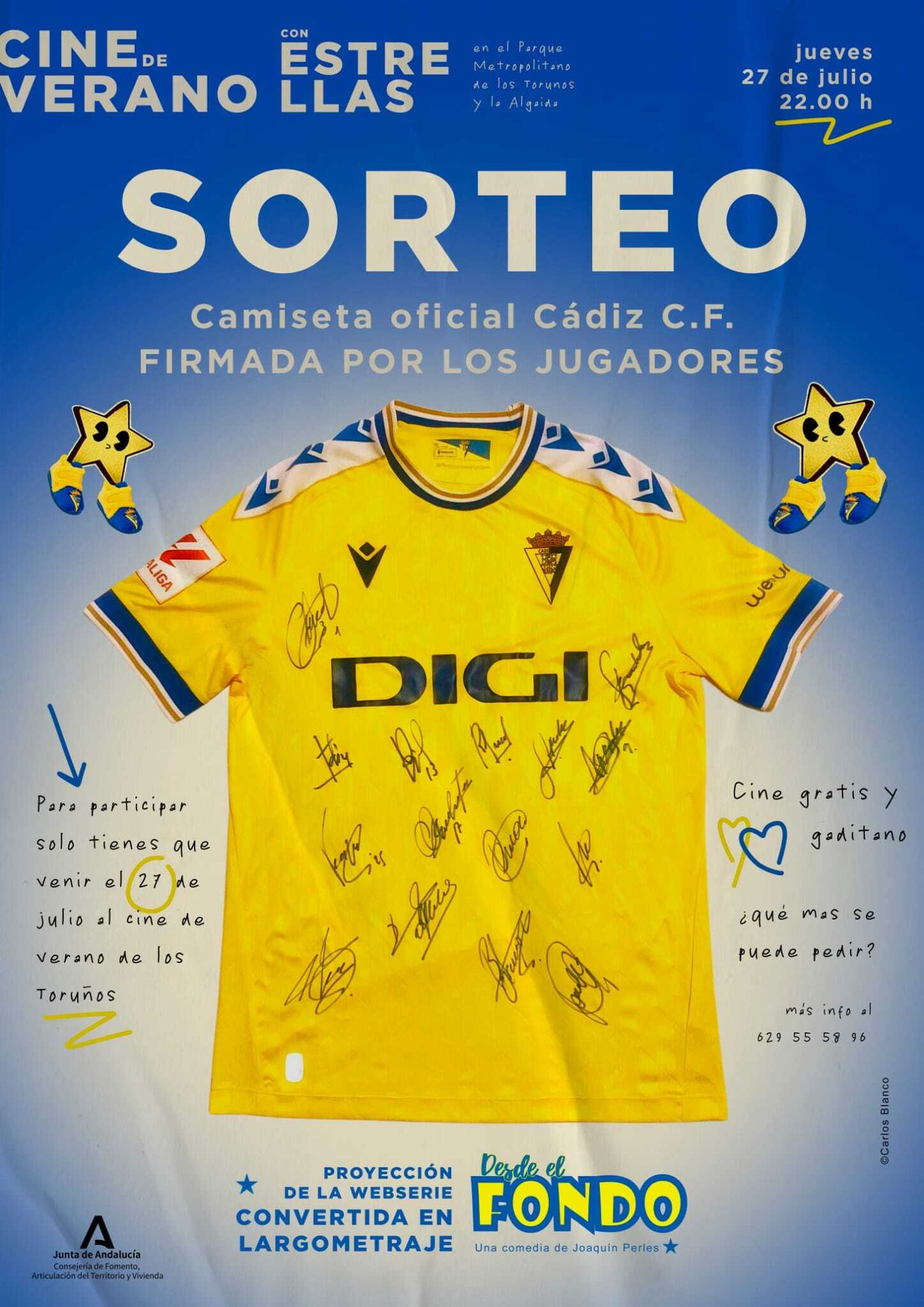 La camiseta del Cádiz de esta temporada, que está firmada por los jugadores y se sorterá entre los asistentes.