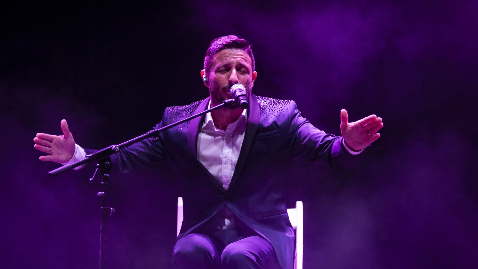 El cantaor David Palomar durante su actuación del verano pasado en la capital gaditana.