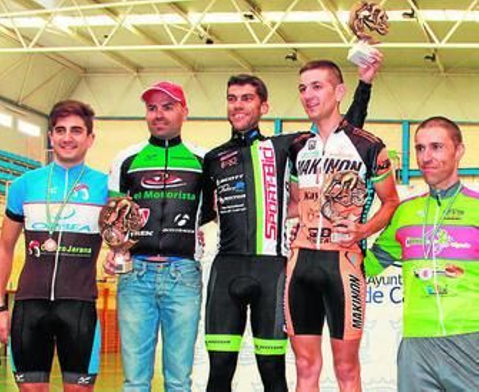Algunos de los ganadores en la Ruta Maratón BTT Pinares de Cartaya.