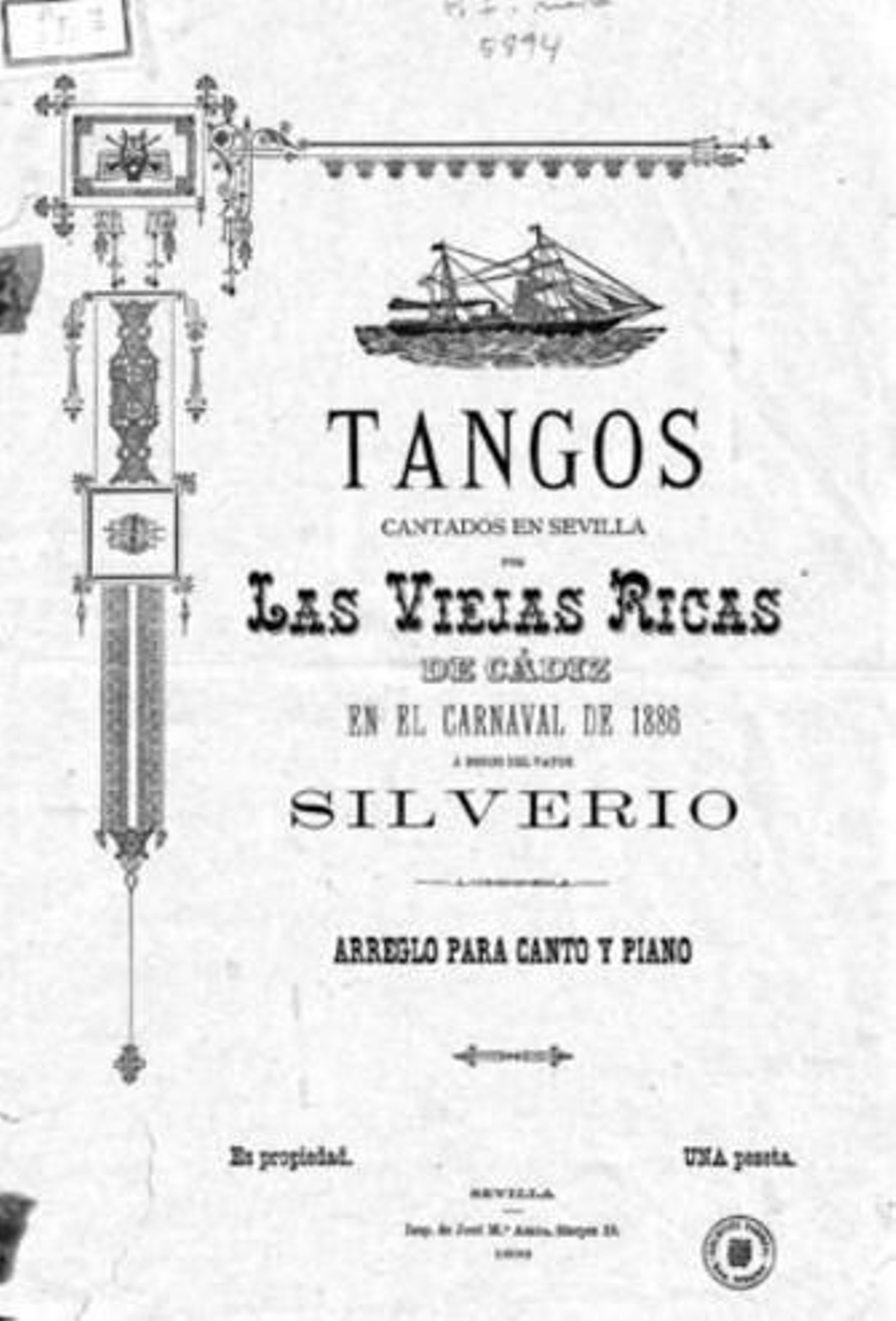 Portada y una de las partituras del libreto que se conserva en le Biblioteca Nacional de España.