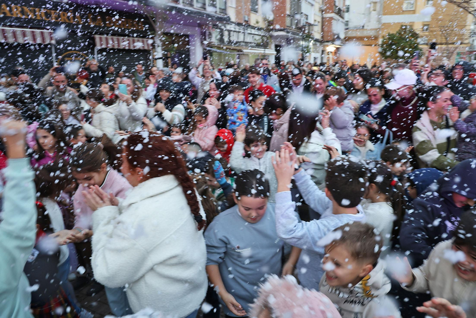 Una sorprendente nevada llena de alegría el barrio de Las Colonias