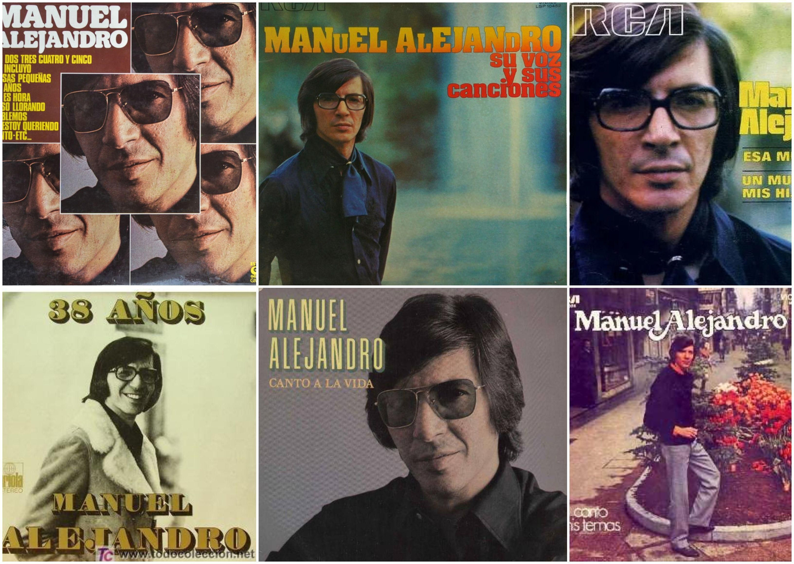 Algunas de las portadas de discos y singles de Manuel Alejandro como intérprete. Algunas de las portadas de discos y singles de Manuel Alejandro como intérprete.