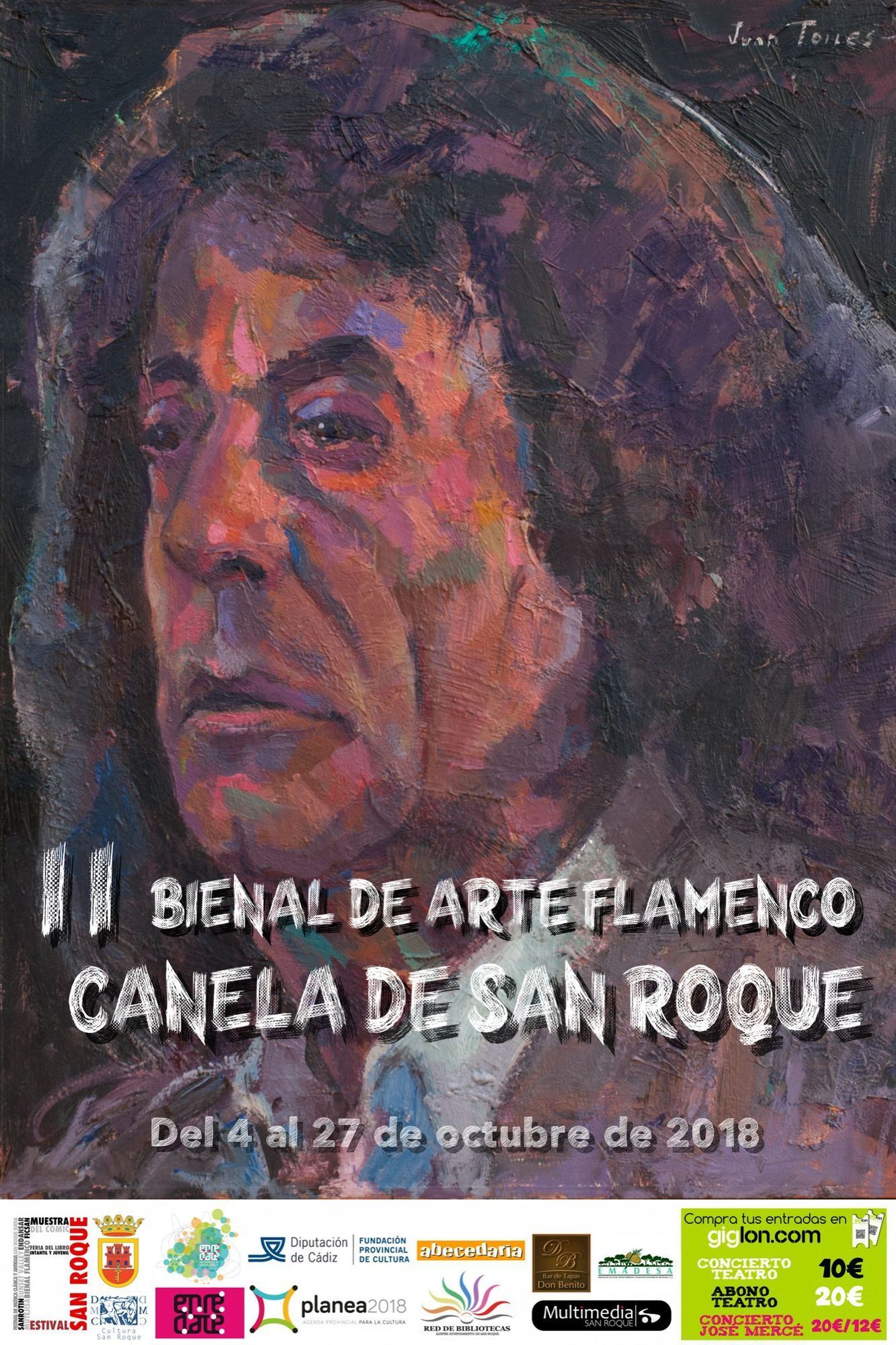 Detalle del cartel anunciador de la II Bienal de Arte Flamenco Canela de San Roque.