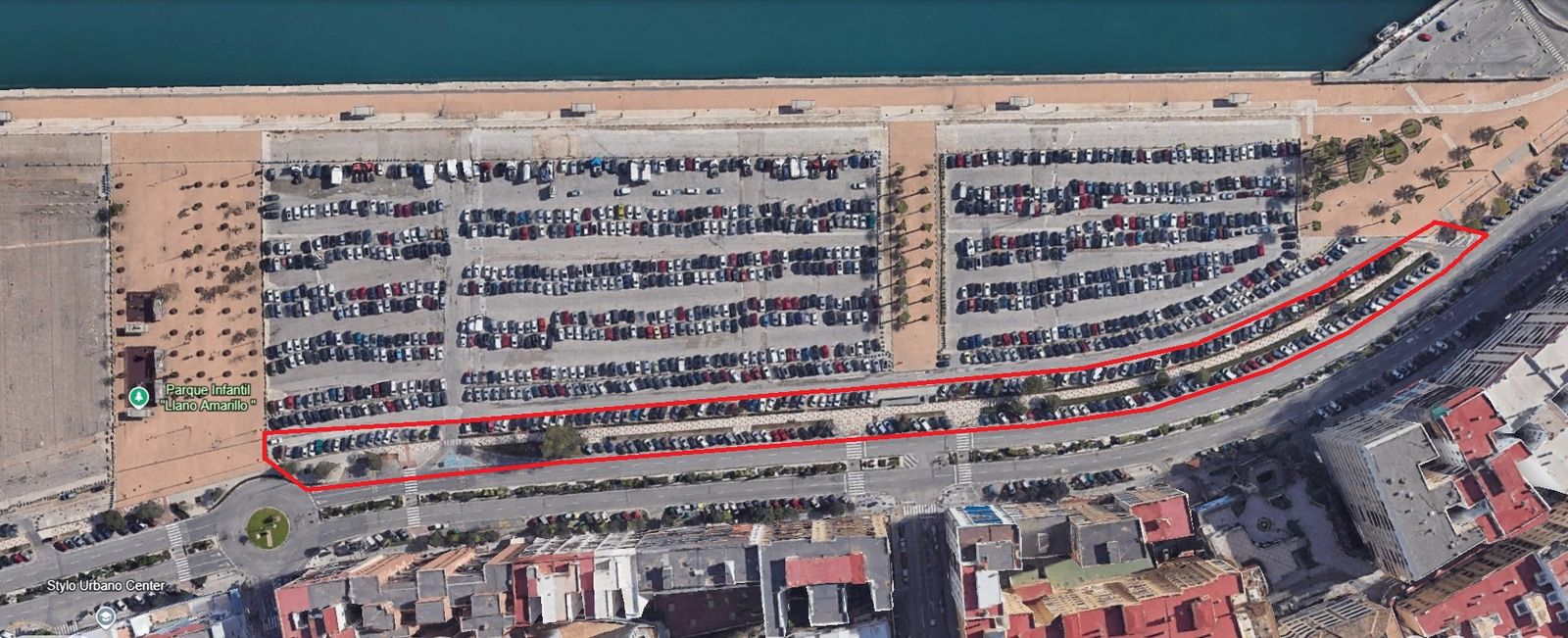 La franja de actuación, sobre una imagen de satélite.