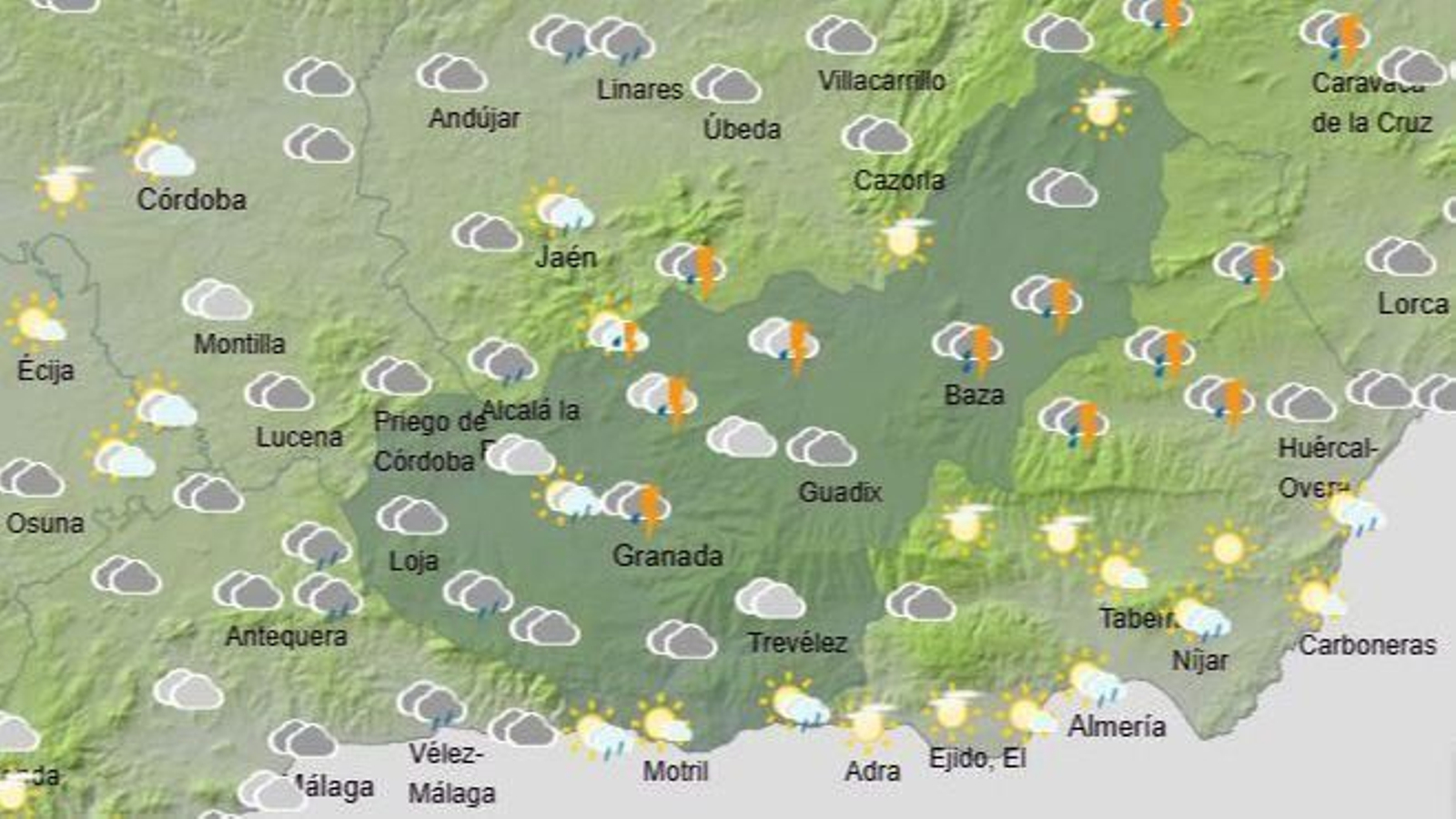 El Tiempo en Granada el 8 de mayo de 2025