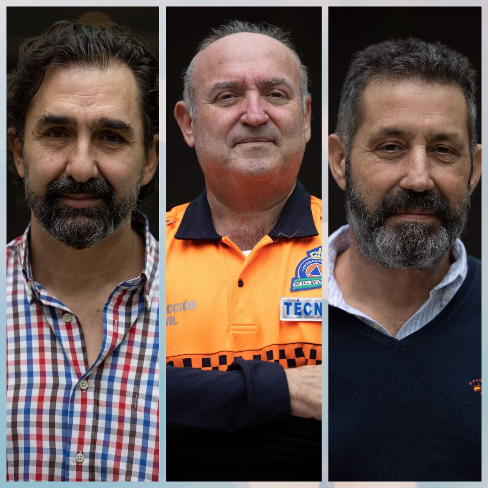 Claudio Montero, Paco Pérez Costa y Juan Antonio Núñez, del 061 y Protección Civil.