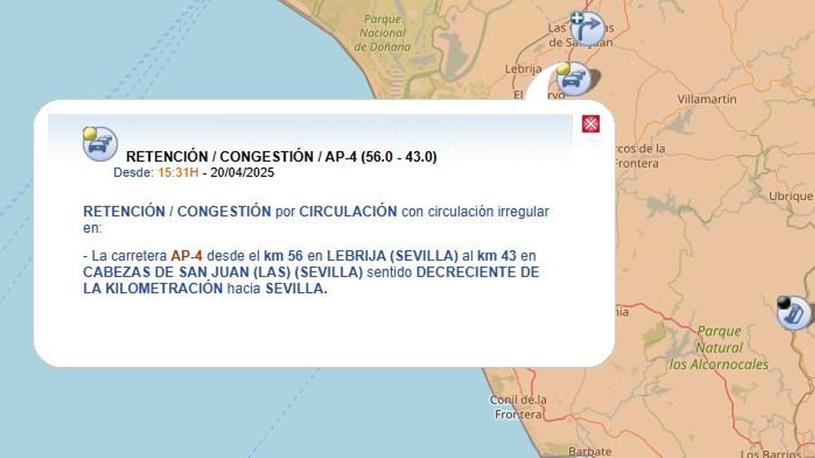 Retenciones en la A-4 este Domingo de Resurrección