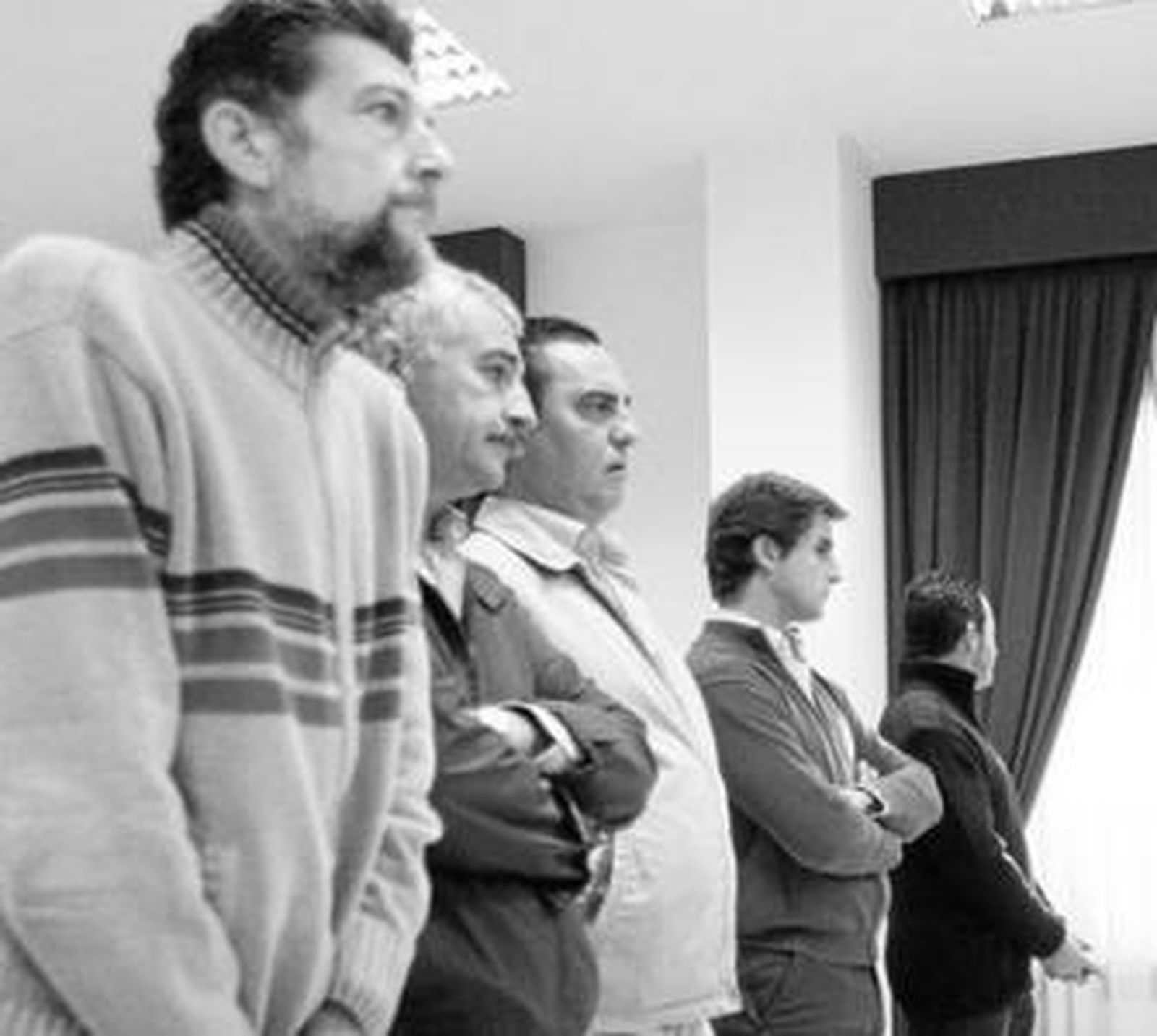 Los seis acusados en la operación 'Hamelín', durante la jornada del pasado lunes.