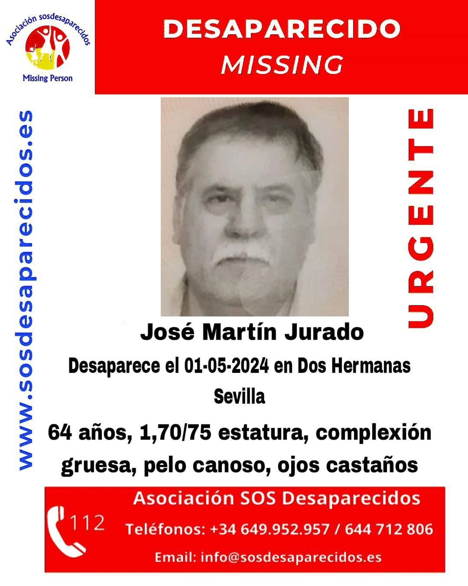 Buscan a un hombre de 64 años desaparecido en Dos Hermanas