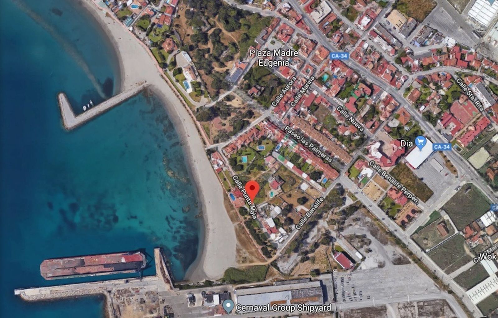 Ubicación de la calle Punta Malaa, en Campamento