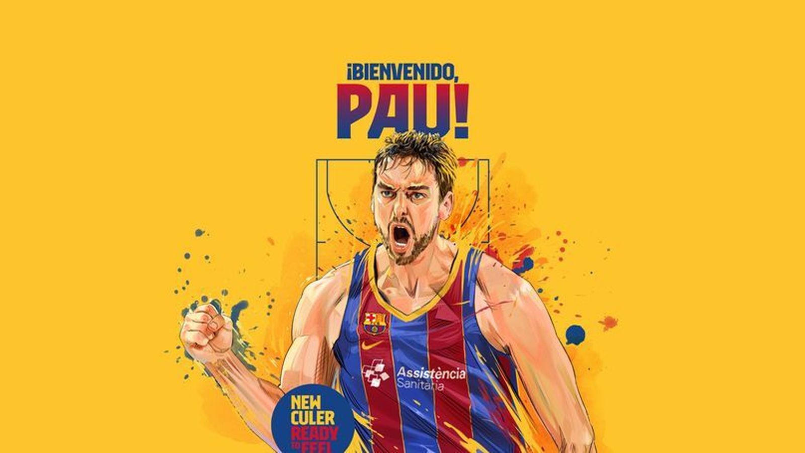 Imagen de bienvenida del Barcelona a Pau Gasol