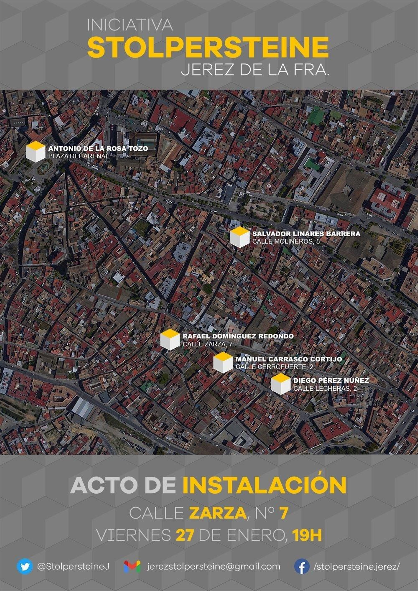 Stolpersteine Jerez coloca esta tarde el recuerdo a ‘El Panaderito’ en la calle Zarza.