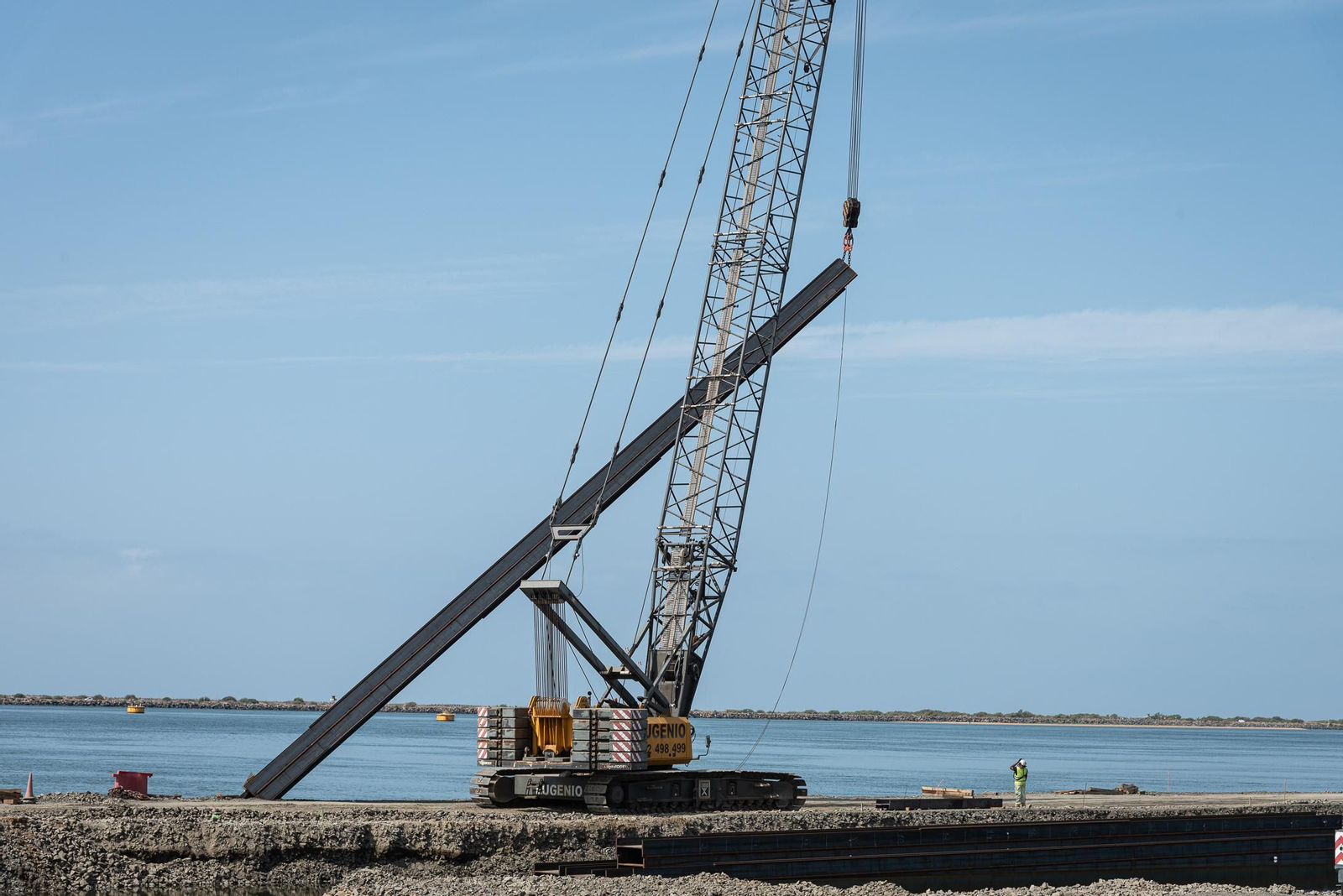 Imágenes de a obra de ampliación del muelle sur del Puerto de Huelva