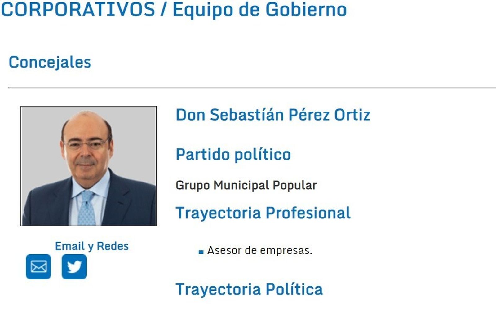 La web del Ayuntamiento de Granada deja como concejal 'raso' a Sebastián Perez