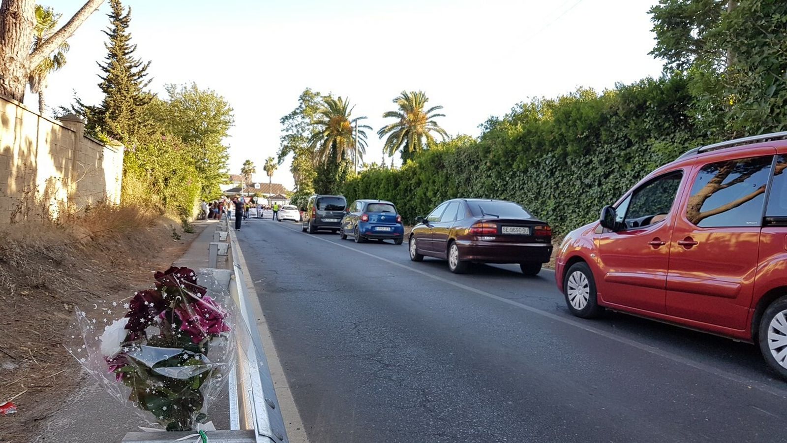 El ramal que une Espartinas con Villanueva del Ariscal, durante una protesta tras un grave accidente.