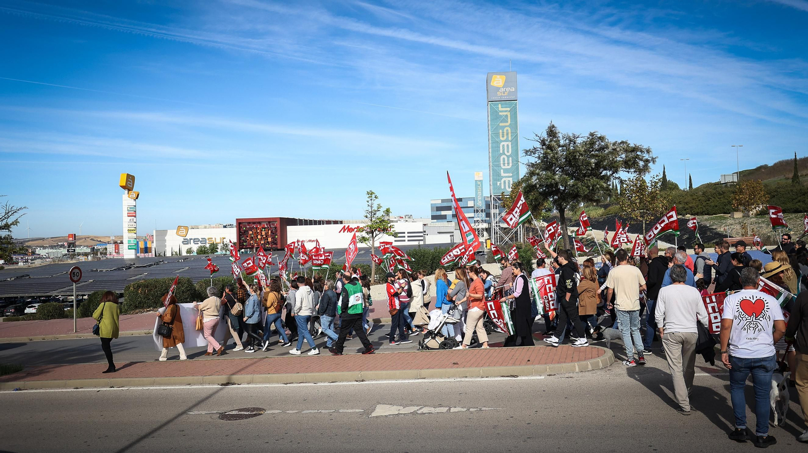 Manifestación de sindicatos y trabajadores
