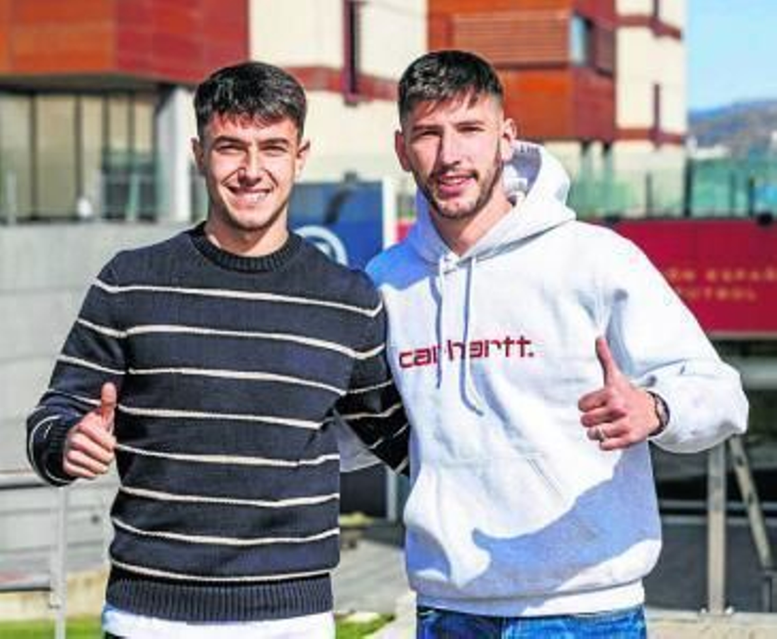 Zubimendi y David García, felices a su llegada a Las Rozas.