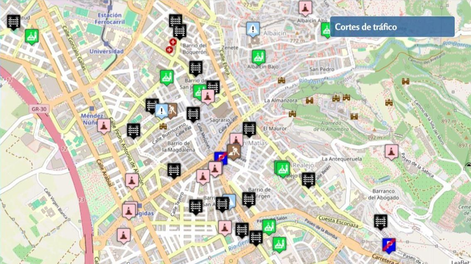 Cortes de trafico este 10 de septiembre de 2025 en Granada