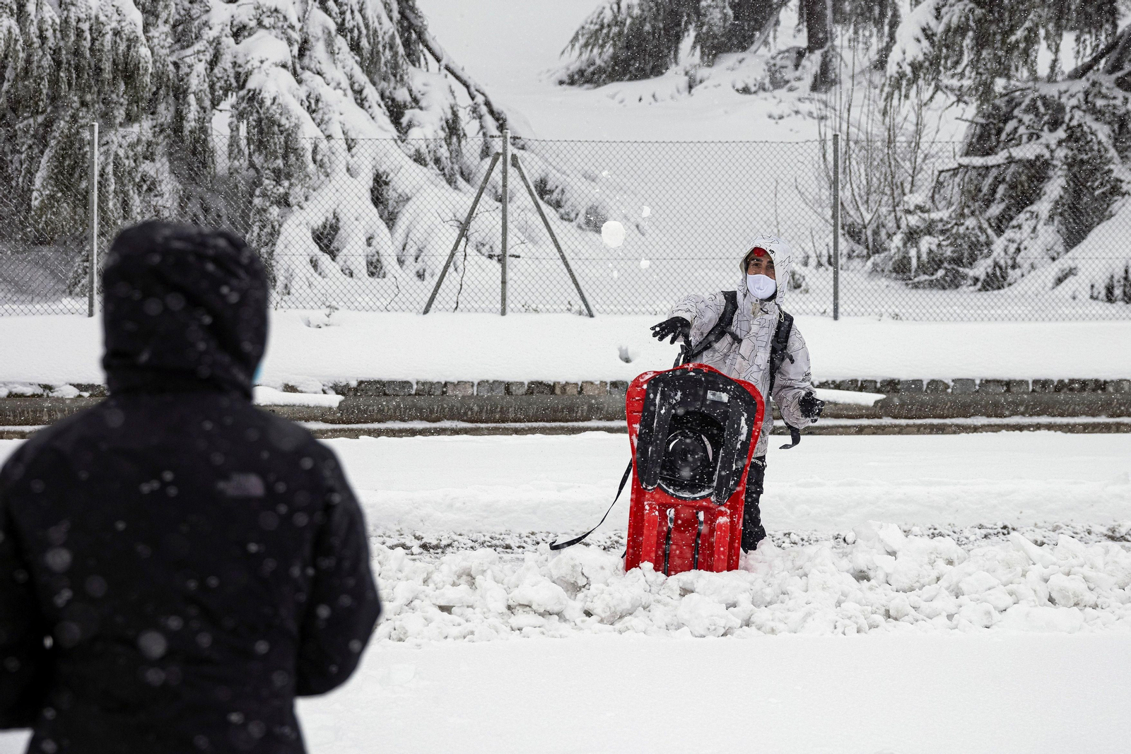 El segundo día del temporal 'Filomena' en imágenes: más nieve y caos
