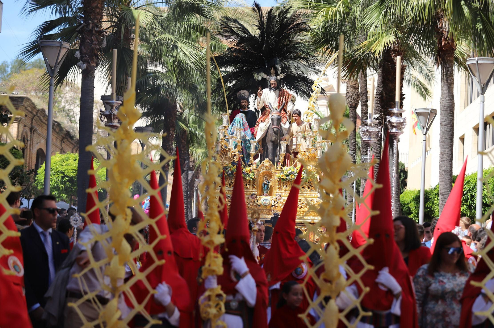 Imágenes del recorrido de la Borriquita  por las calles de Huelva