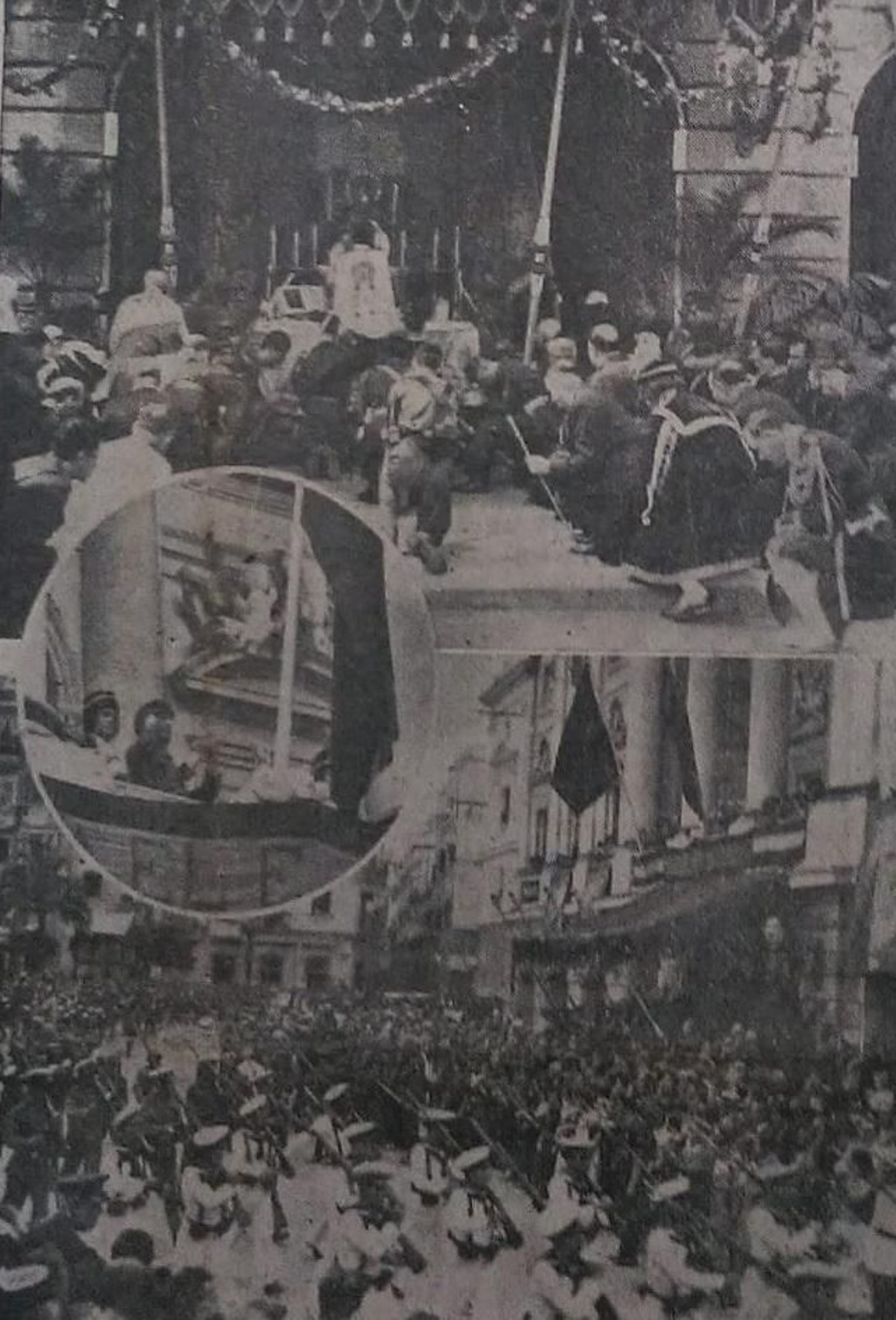 Izada bandera roja y gualda en Cadiz .