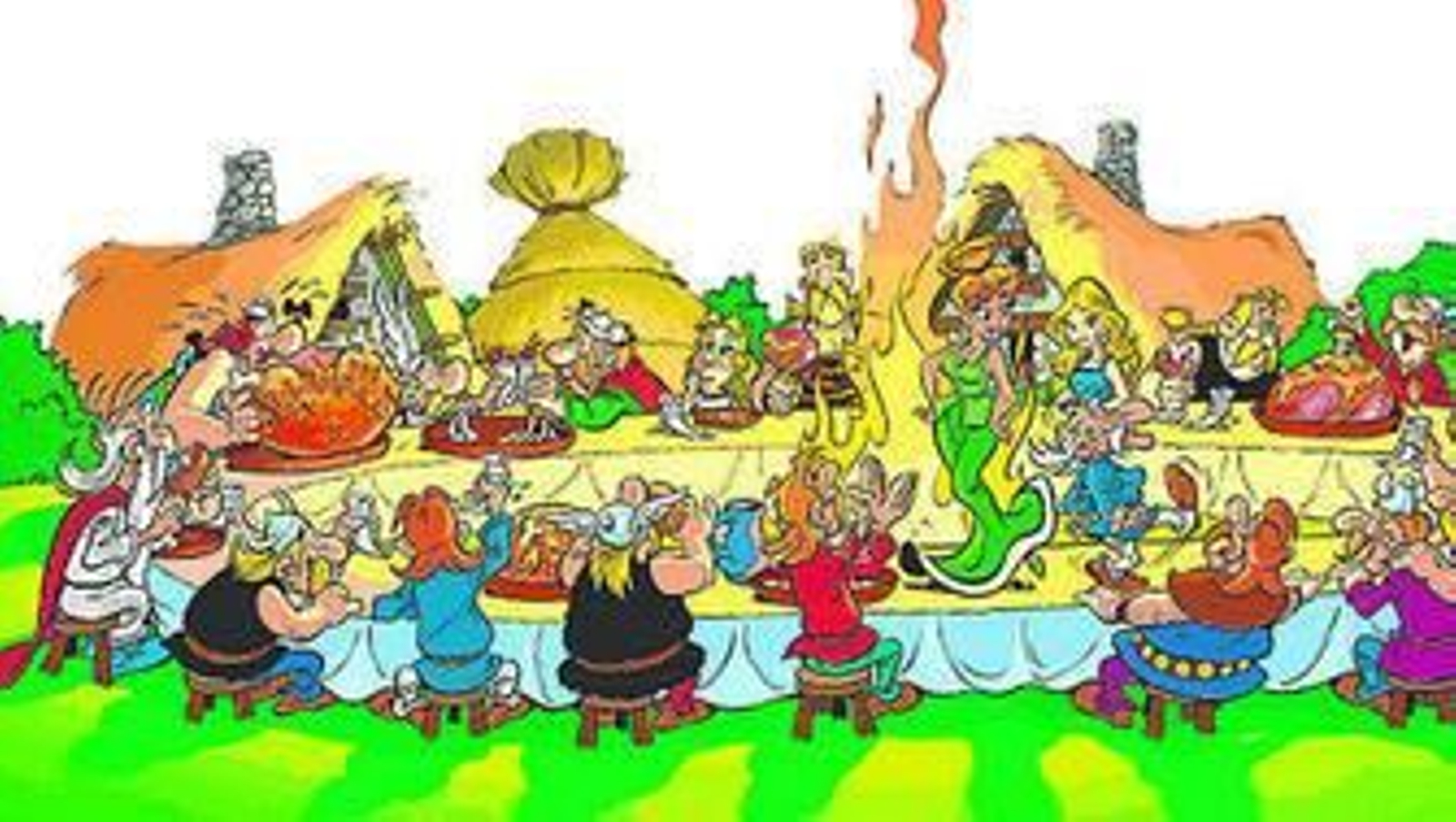 La aldea gala celebra sus triunfos con grandes cenas.