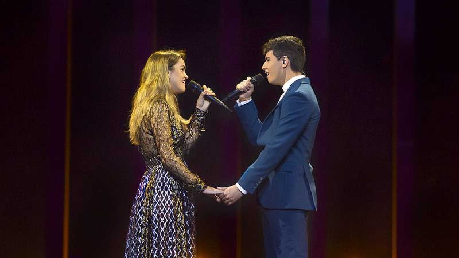 Alfred y Amaia en el pasado festival celebrado en Lisboa, con mal lugar para 'Tu canción¡