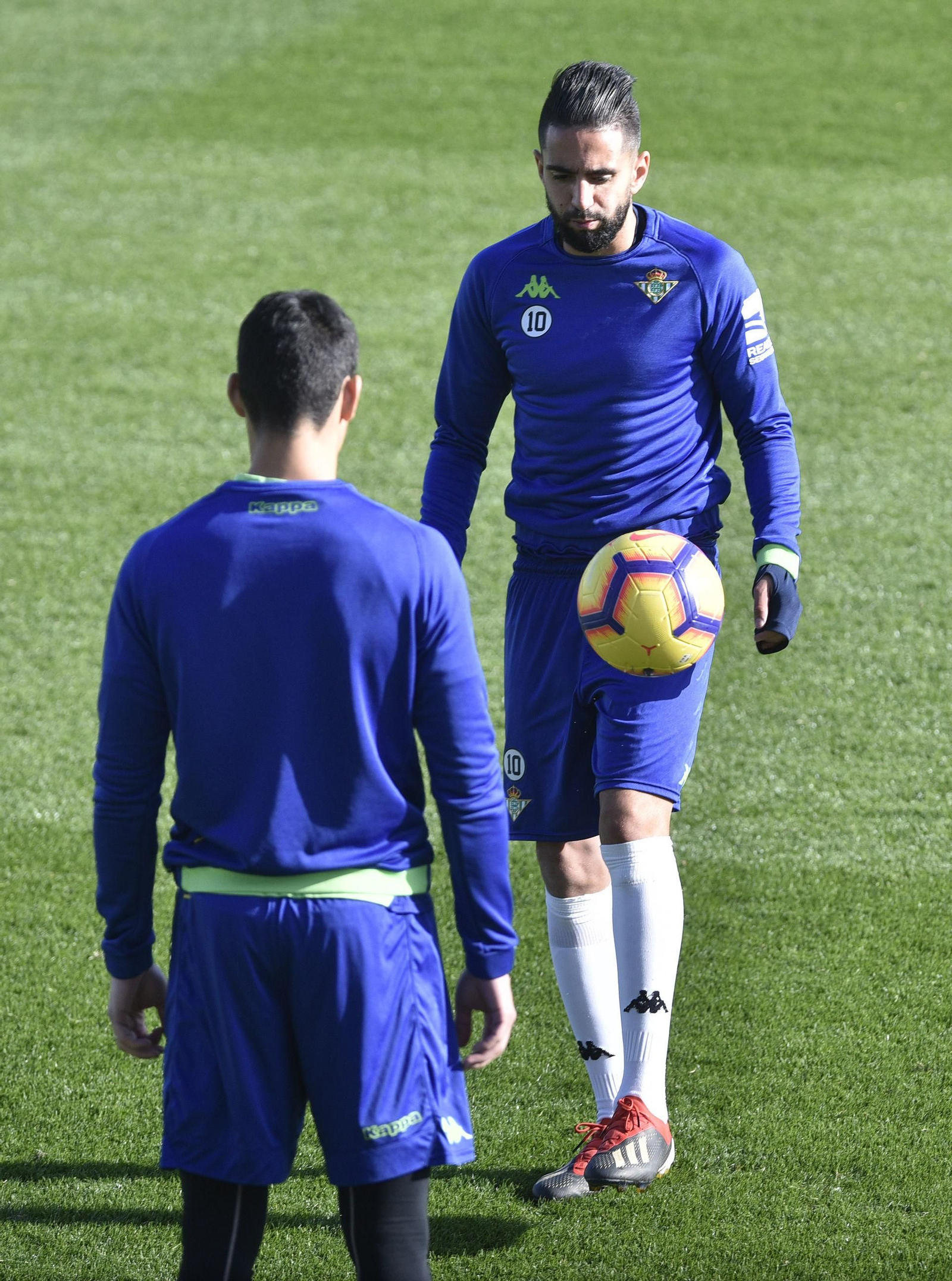 Boudebouz y Mandi, en un entrenamiento de la pasada temporada.