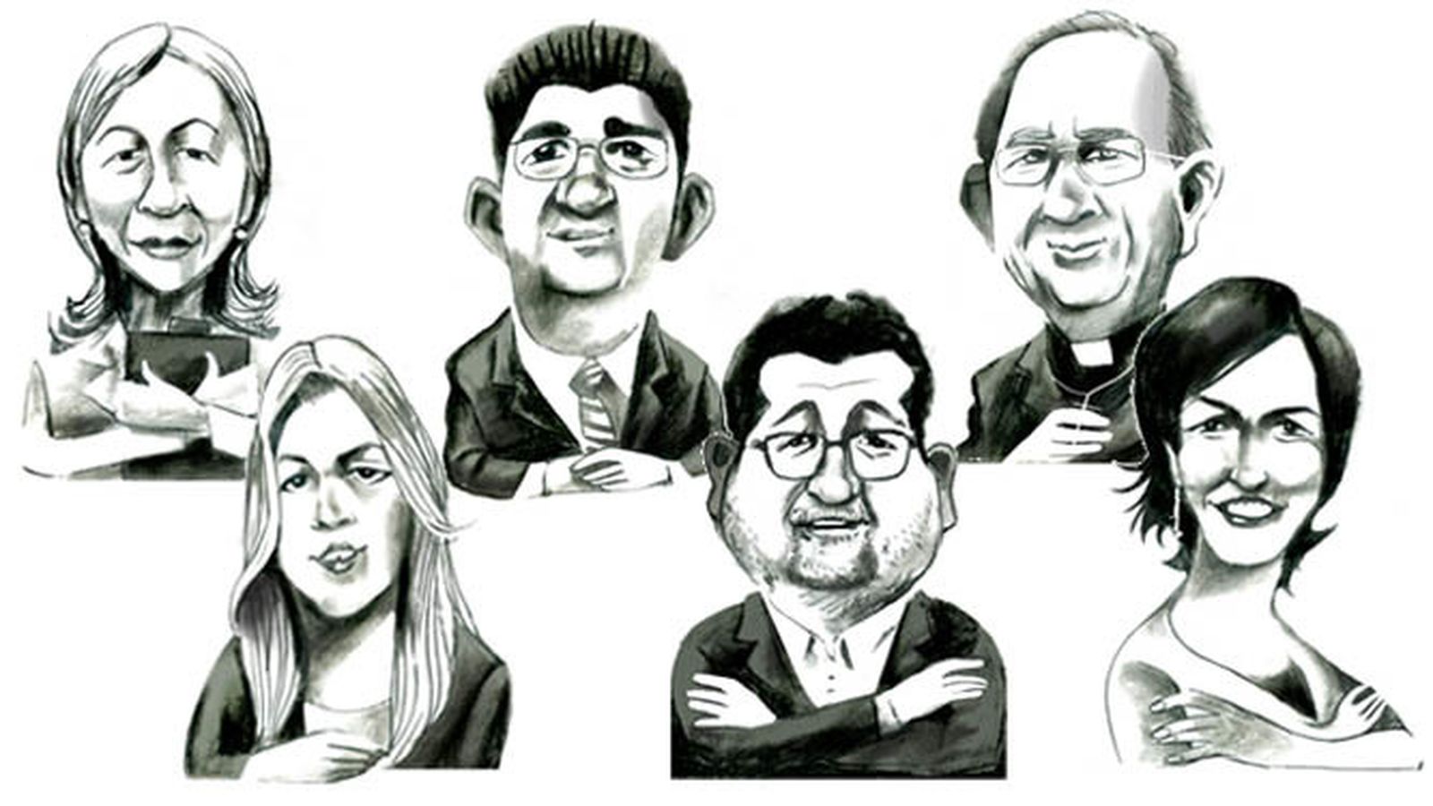 Éstas son las seis caras del año en la ciudad: Virginia Caballero, José Joaquín Gallardo, Juan José Asenjo, Susana Díaz, Francisco Serrano y Charo Padilla.