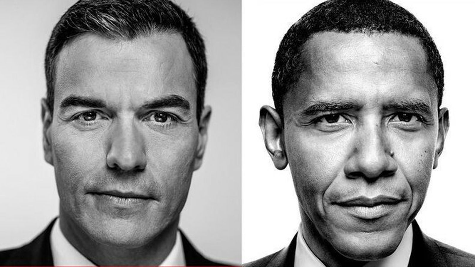 El cartel de Pedro Sánchez y el de Barack Obama.