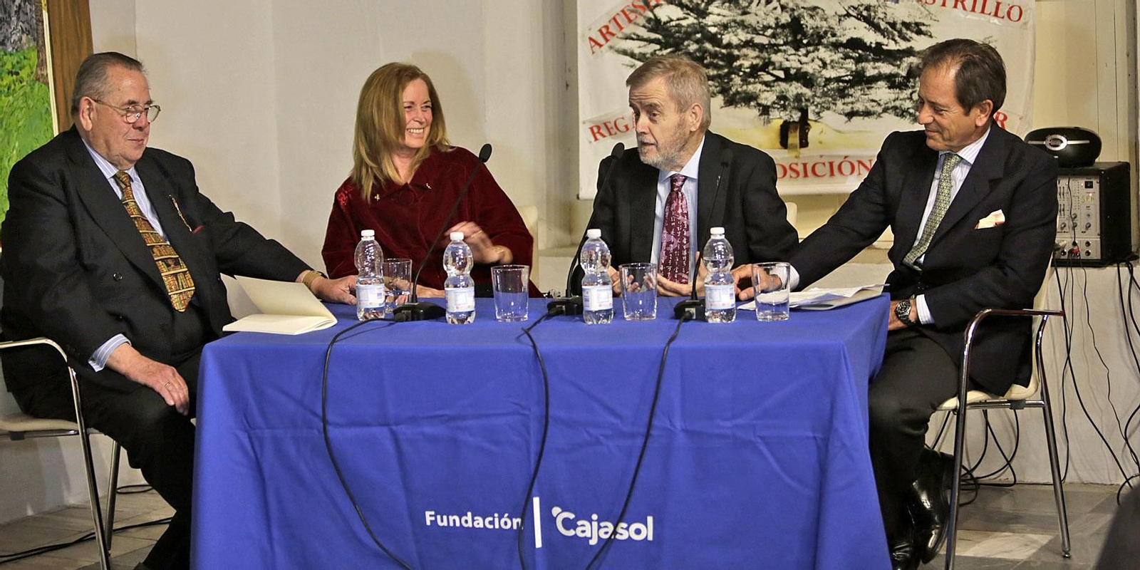 Luis Mora-Figueroa, Carmen Príes, Manuel Ravina y José Fernández-Palacios, en la Casa Arámburu.