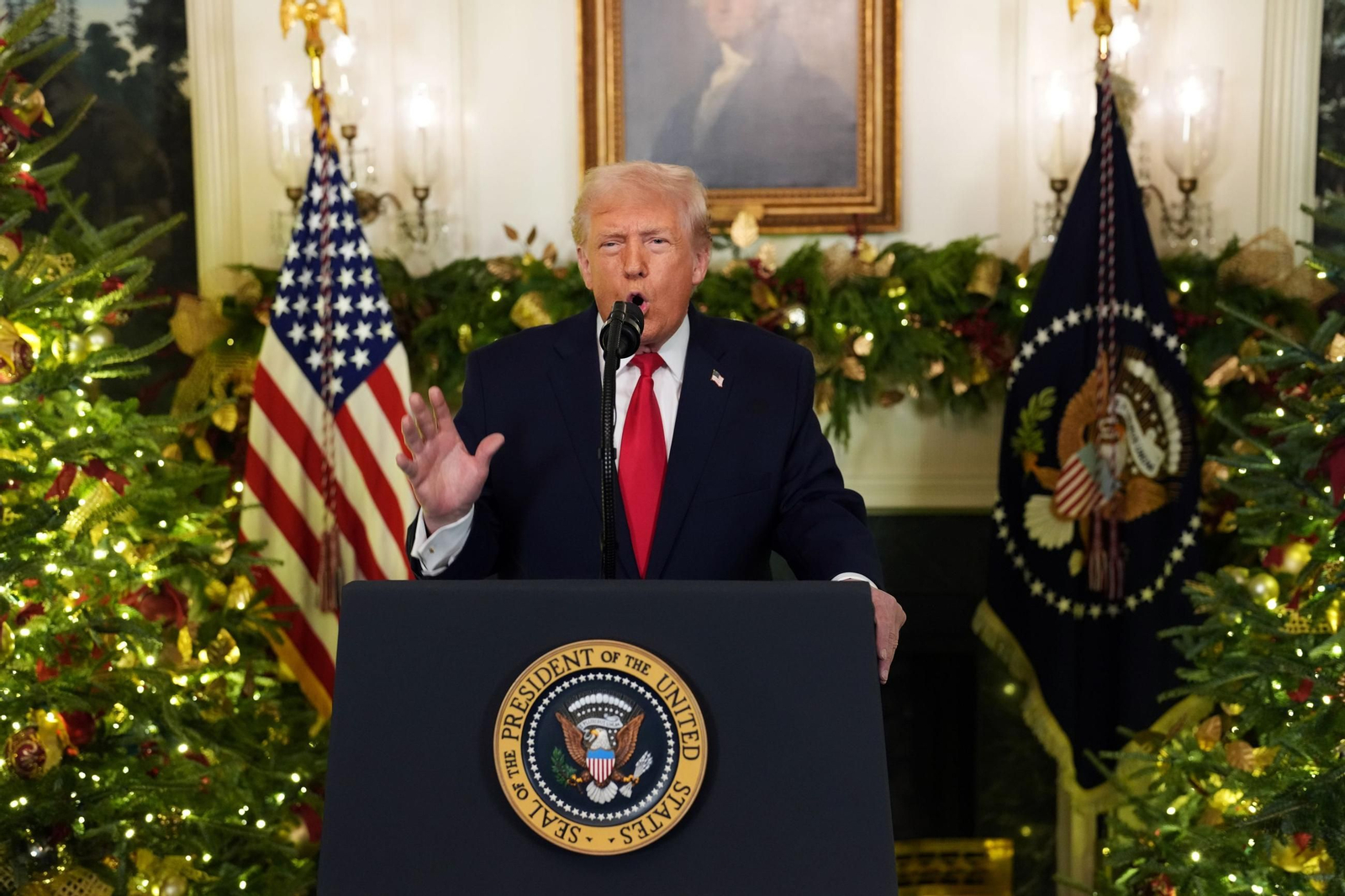 El presidente de Estados Unidos, Donald Trump, durante su discurso a la nación.