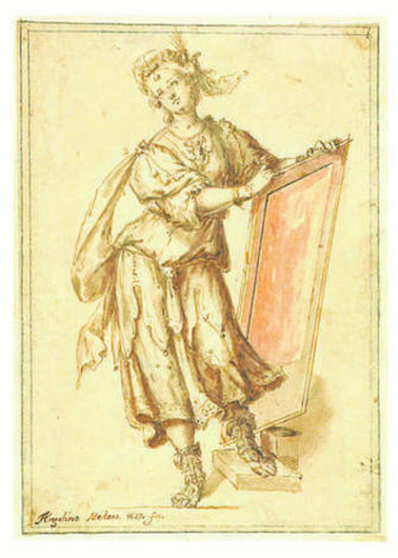 1. Dibujo de Sibila de Angelino de Medoro incluido en la exposición 'De Zurbarán a Picasso. Artistas andaluces en la colección Abelló'. 4. Figura masculina de espaldas obra Luis de Vargas.  3. Bodegón de Pedro Camprobín. 4. 'La familia de la Virgen' de Zurbarán, en la sala baja de Santa Clara, es una de las obras clave de la muestra.