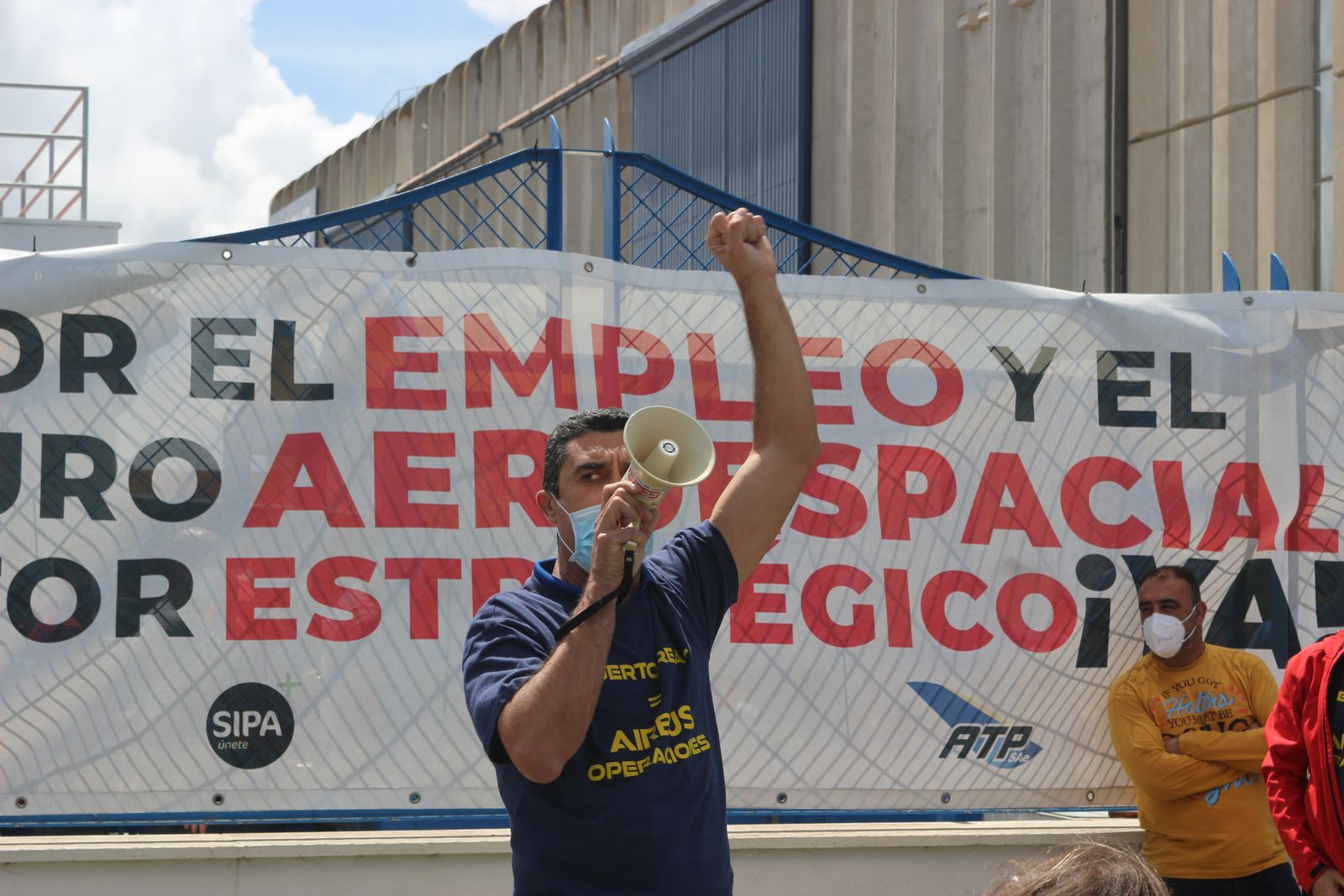 Protesta en la fábrica de Airbus Puerto Real, este martes