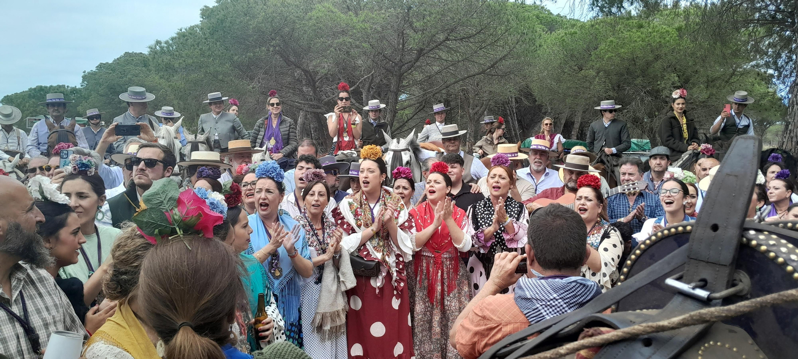 Imágenes de la Hermandad del Rocío de Jerez el viernes camino de la Aldea