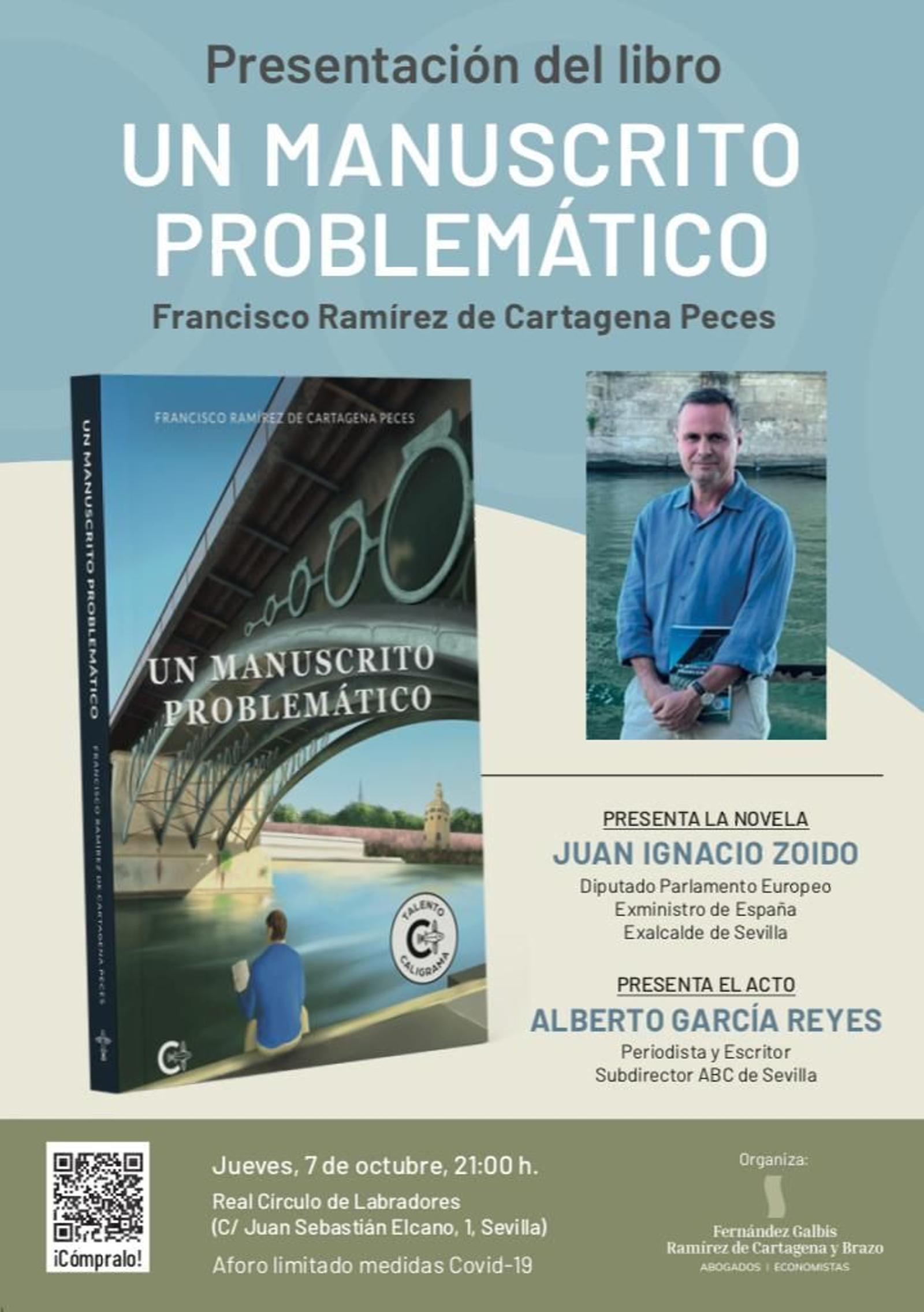 Cartel de la presentación del libro 'Un manuscrito problemático', de Francisco Ramírez de Cartagena Peces.