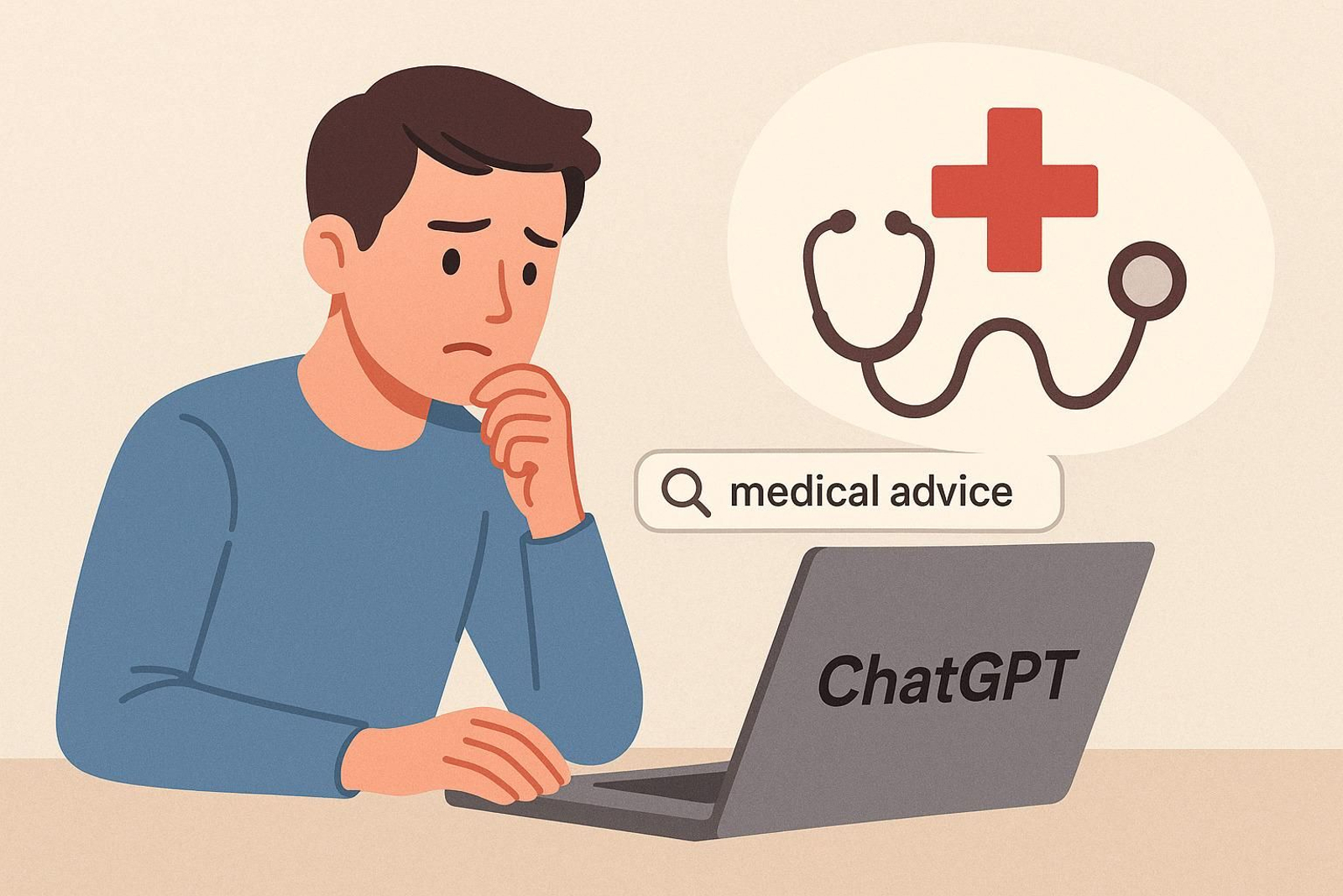 Un joven busca consejo médico en Chat GPT.