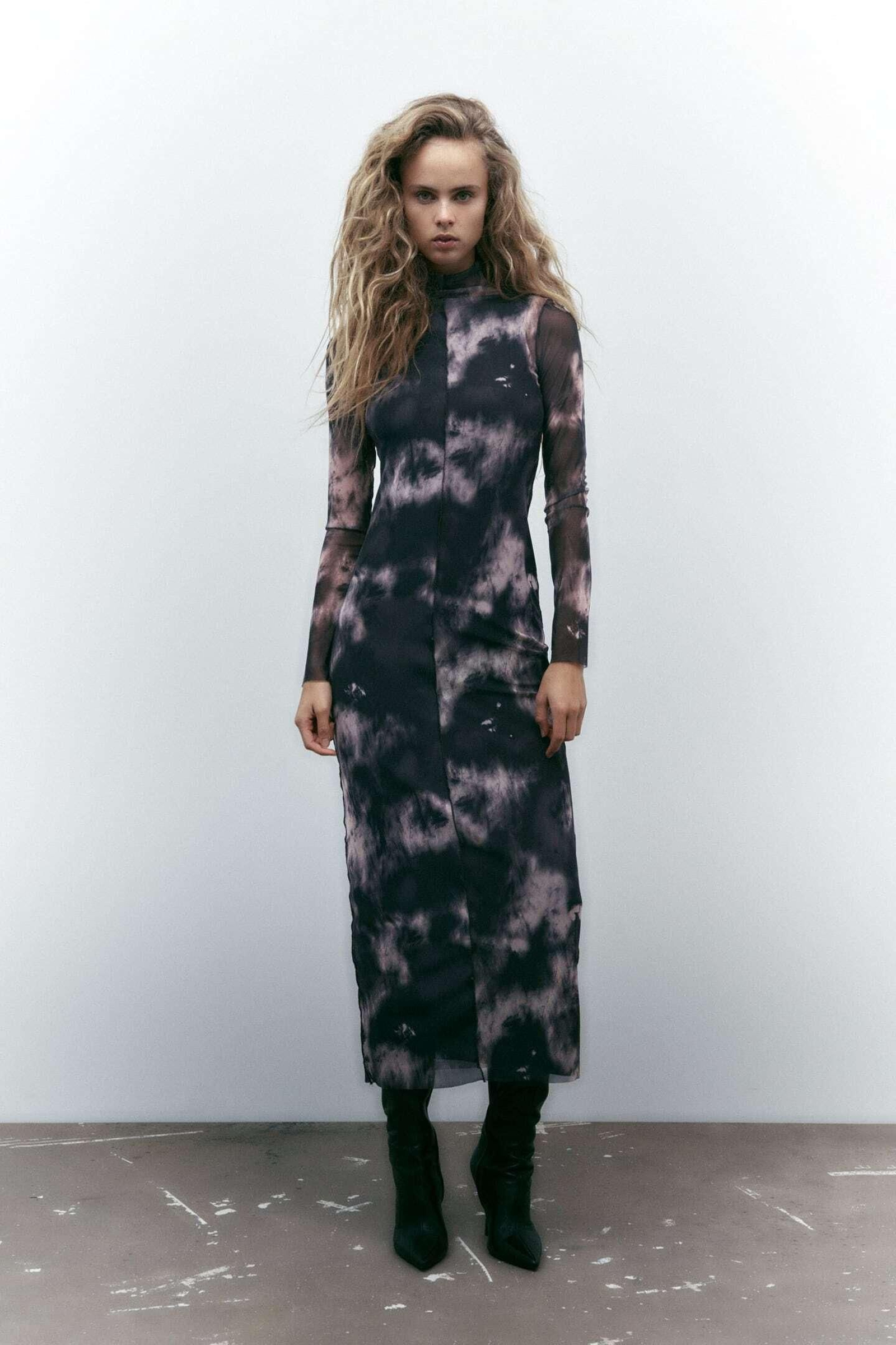 Vestido estampado de tul de Zara. Vestido estampado de tul de Zara.