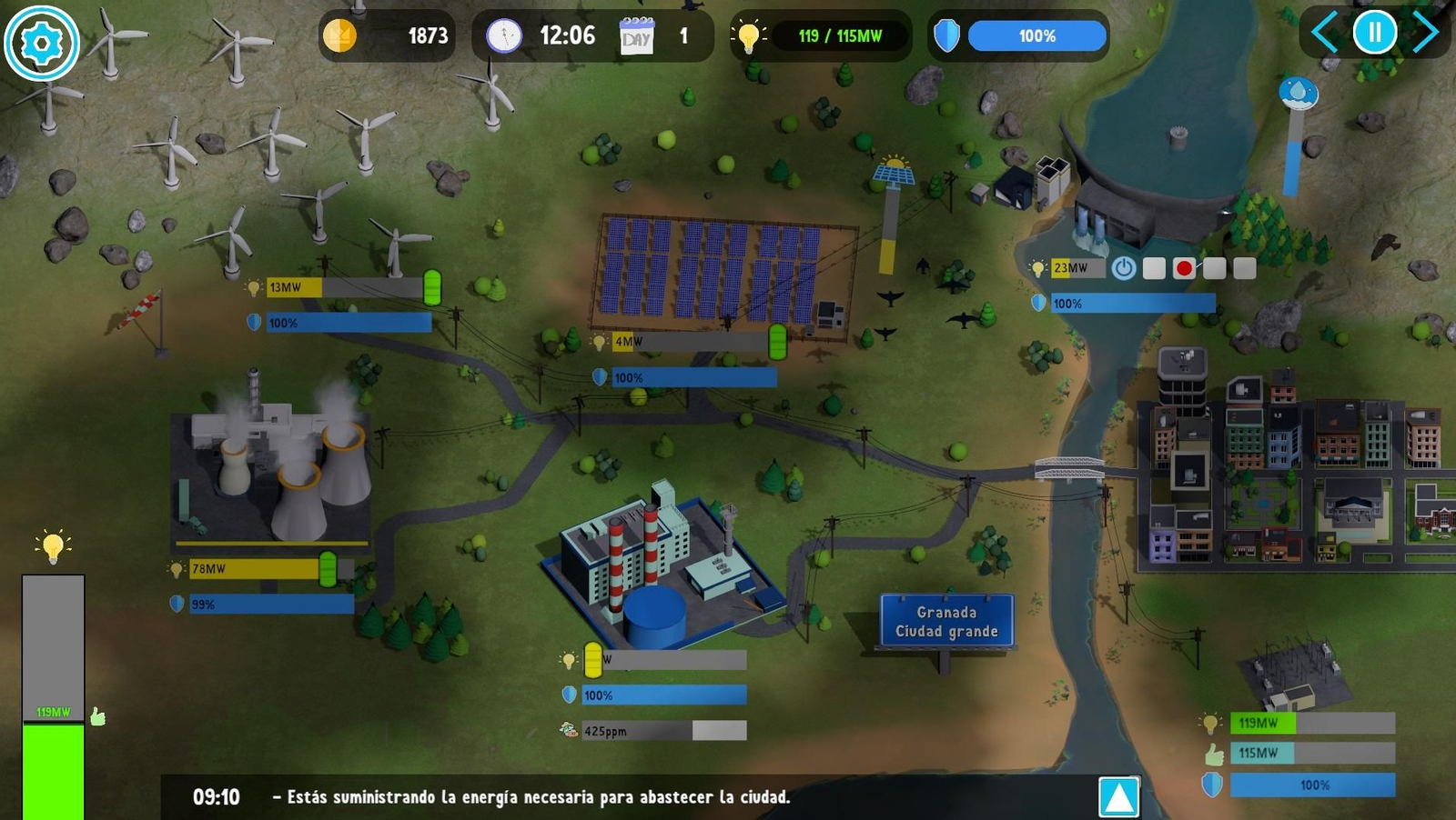 Vista panorámica del videojuego Ecocivitas